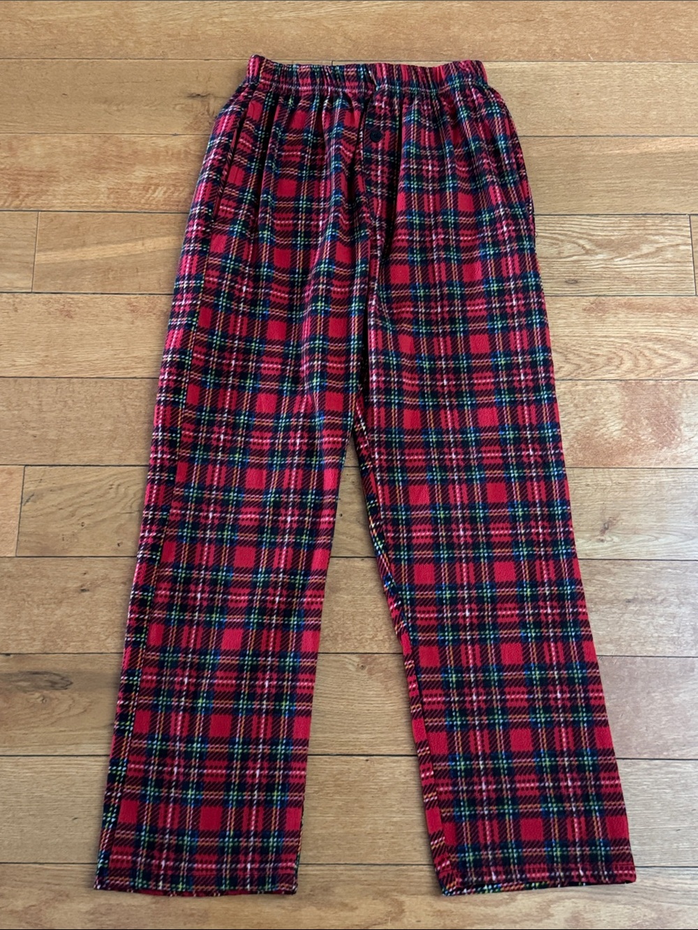 Follow Me mens red/blue plaid fleece pajama pants size M.